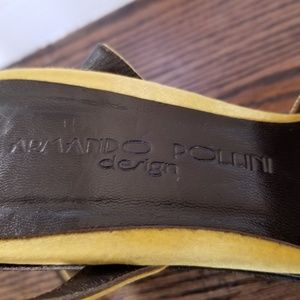 Armando Pollini Design Shoes - Armando Pollini Yellow Sequined Wedge Sandals Armando Pollini Design Shoes - Armando Pollini Yellow Sequined Wedge Sandals